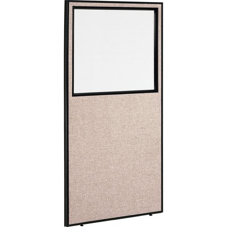 GLOBAL INDUSTRIAL Office Partition Panel With Partial Window, 36-1/4W x 72H, Tan 694663WTN